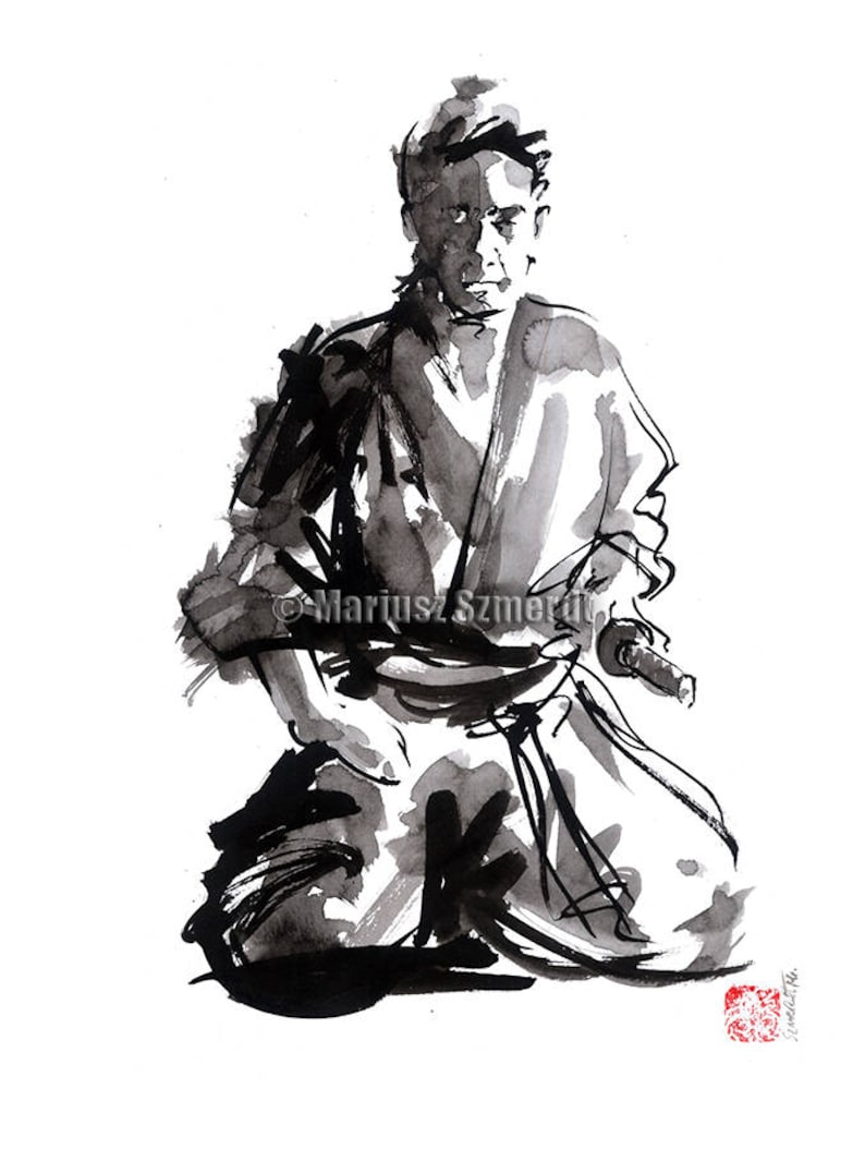 Samurai, Budo, Zen, Japanese Warrior, Bushido, Samurai poster, Watercolor painting, Warrior, Artwork, Modern art, Surreal image 3