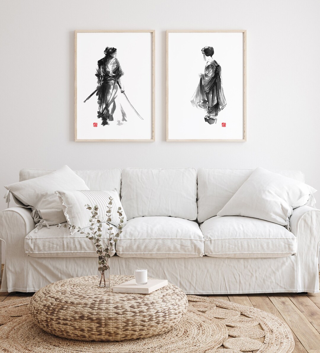 Samurai and Geisha Poster Set: Surreal Japanese Wall Art - Etsy