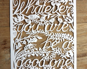 Handmade Papercut, Motivational Quote Art, Anniversary Gift
