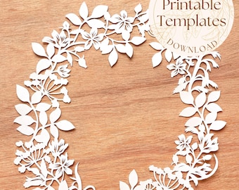 Wildflower Wreath Papercut Template - DIY Floral Design (PDF)
