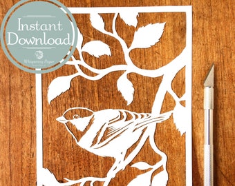 Great Tit Papercut Template – DIY Bird Diorama (PDF)