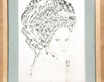 Girl with head wrap Papercut