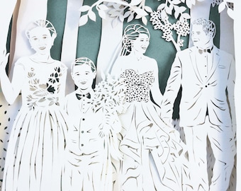 Custom family portrait- Paperart - Bespoke Paper cut out - Papercutting art - paper wedding gift - Personalized papercut art - anniversary