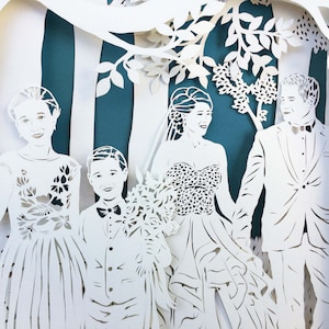 Custom family portrait Paperart Bespoke Paper cut out Papercutting art paper wedding gift Personalized papercut art anniversary image 7