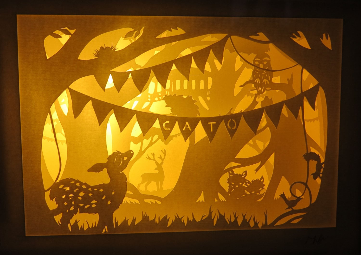 Lightbox Wood Paper-cut up Movie Inspired, Home Decor Lamp