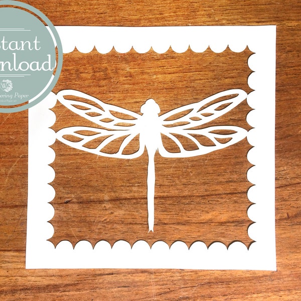 Papercut template Dragonfly Digital file - DIY papercut libelle - diorama papercutting - INSTANT DOWNLOAD - Do it yourself paper cutting
