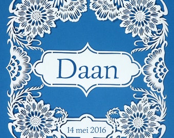 Custom Papercut Birth Announcement – Bespoke Baby Card