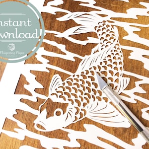 Papercut template Koi - DIY Papercut - Papierknipkunst om zelf te snijden - Vogel in takken