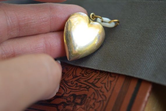 Antique GoldFILL Heart Locket with MOP Loop, Moth… - image 4