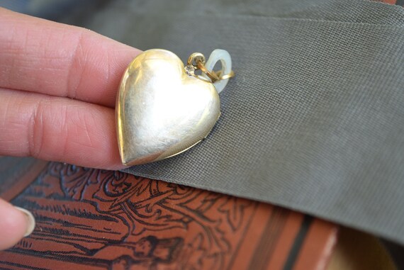 Antique GoldFILL Heart Locket with MOP Loop, Moth… - image 3
