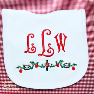 Nutcracker Bib, Christmas Bib, Christmas Monogram Bib, Holiday Bib, Boy Christmas Bib Burp Cloth, Monogram Burp Cloth, Personalization