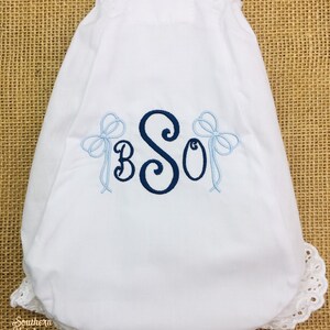 Monogrammed Bloomers, Bow Embroidered Diaper Cover, Eyelet Panties