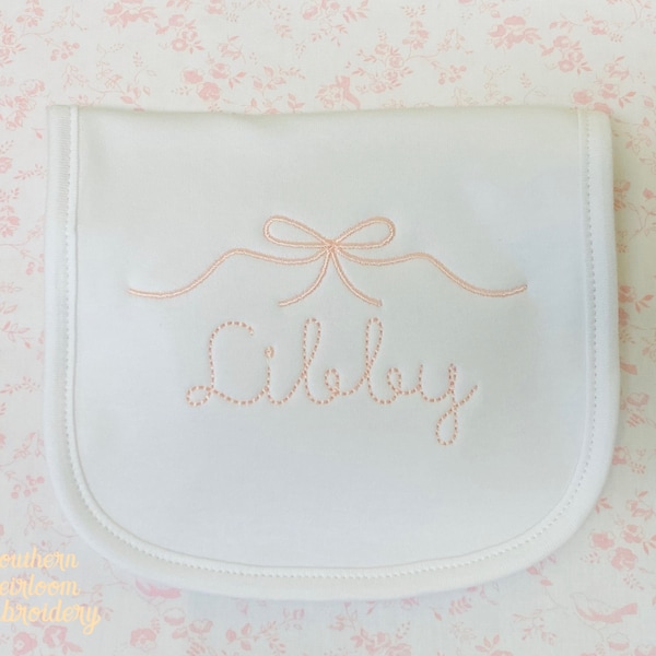 Monogram Name Bib Burp Cloth, Monogrammed Bib Burp Cloth, Baby Gift Set, Baby Girls Bib Burp Cloths, Embroidered Bib Burp Cloth