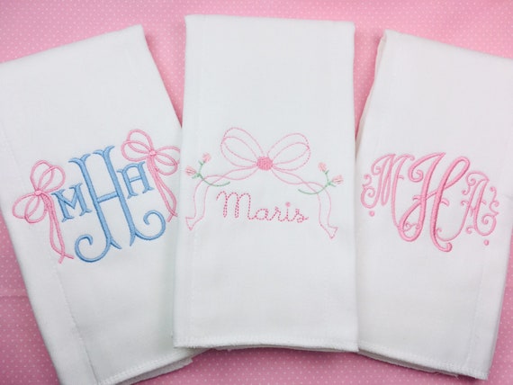 monogram burp cloths girl