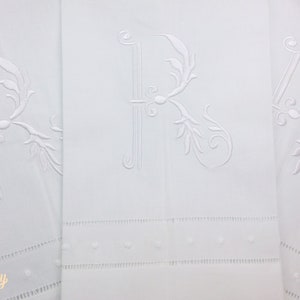 Embroidered Linen Hand Towel, Monogrammed Linen Guest Towel, Tea Towel, Monogram Towel