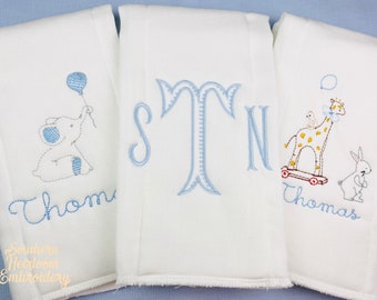 Monogrammed Burp Cloth, Baby Gift Set, Boys Burp Cloths, Embroidered Burp Cloth, Monogram Gifts, Baby Gifts