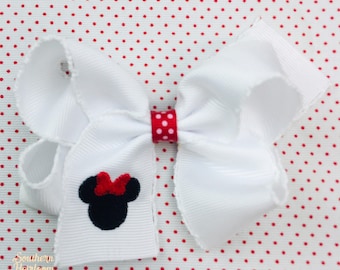 Mouse Hair Bow, Monogrammed Hair Bow, Initial Hair Bow, Baby Hair Bow, Girls Hair Bow, Specialty Hair Bow