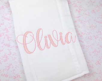 Monogram Name Bib Burp Cloth, Monogrammed Bib Burp Cloth, Baby Gift Set, Baby Girl Bib Burp Cloths, Embroidered Bib Burp Cloth, Monogram Bib