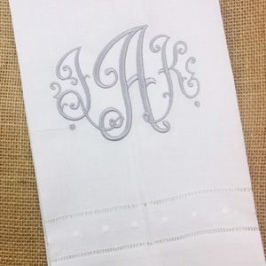 Embroidered Linen Hand Towel, Monogrammed Linen Guest Towel, Tea Towel, Monogram Towel