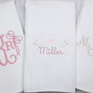 Baby Girl Monogrammed Burp Cloths, Monogram Burp Cloth,  Embroidered Burp Cloth Gift Set, Baby Gift, Heirloom Baby
