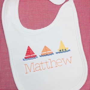 Monogram Bib Burp Cloth, Sailboat Bib Burp Cloth, Baby Boy Bib Burp Cloth, Summer Bib Burp Cloth, Baby Boy Gifts