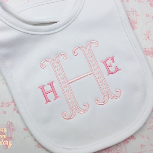 Monogram Name Bib Burp Cloth Monogrammed Bib Burp Cloth Baby Etsy