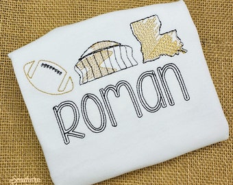 Boys Football Shirt, Saints Shirt, Louisiana Shirt, Monogram Name Shirt,  Fall Clothing, Black and Gold Shirt