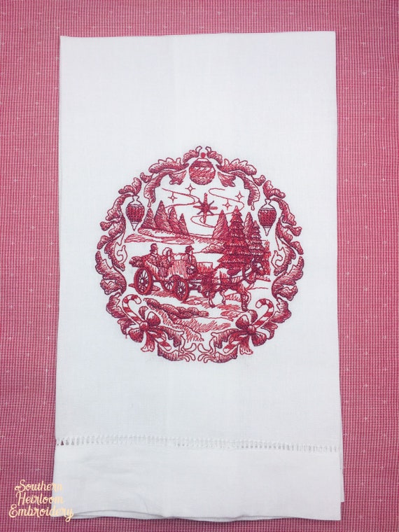 Christmas Towel, Christmas Carriage Towel, Classic Christmas, Vintage Christmas, Christmas Decoration, Christmas Decor, Christmas Gift