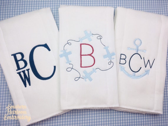 monogrammed burp cloths