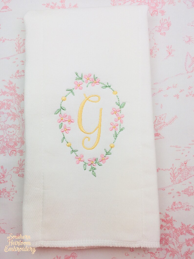 Monogram Burp Cloth Embroidered Burp Cloths Baby Girl Burp Etsy