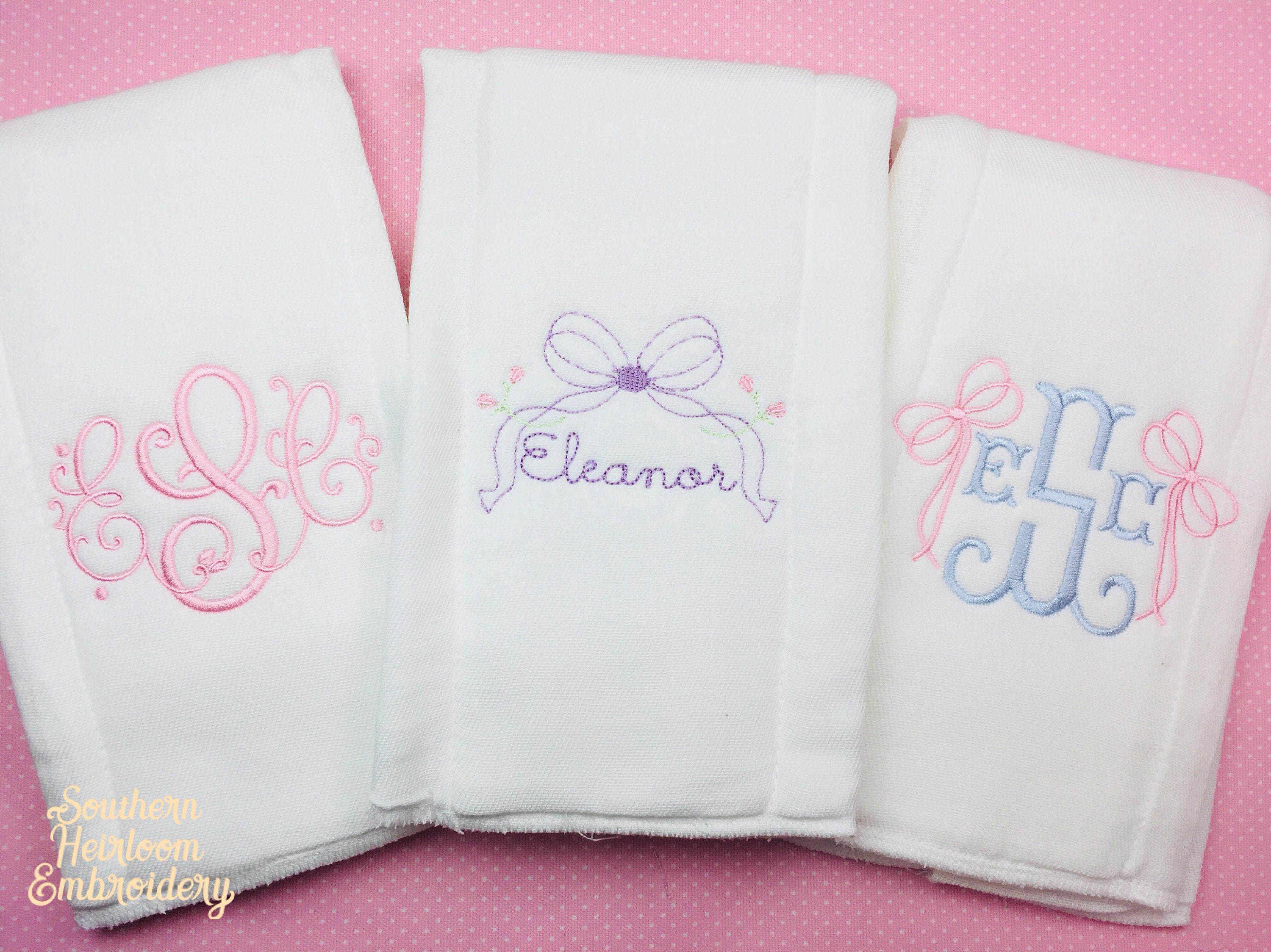 Baby Girl Monogrammed Burp Cloths Embroidered Burp Cloth Gift Etsy