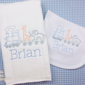 Monogram Bib Burp Cloth, Train Bib Burp Cloth, Baby Boy Bib Burp Cloth, Animal Bib Burp Cloth, Baby Boy Gifts