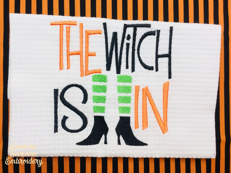 Halloween Towel, The Witch Is In, Witch Towel, Halloween Decor, Witch, Witch Decor, Halloween Hand Towel, Halloween Kitchen Towel image 1