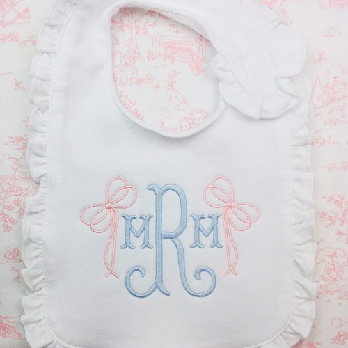 Monogram Bib Burp Cloth Name Bib Burp Cloth Baby Gift Set Etsy