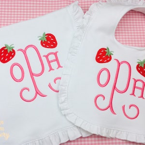 Monogrammed Bib, Monogrammed Burp Cloth, Embroidered Bib, Embroidered Burp Cloth, Strawberry Bib, Strawberry Burp Cloth