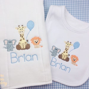 Monogram Name Bib Burp Cloth, Monogrammed Bib Burp Cloth, Baby Gift Set, Baby Boys Bib Burp Cloths, Embroidered Bib Burp Cloth, Monogram Bib