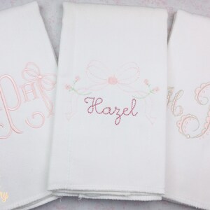 Baby Girl Monogrammed Burp Cloths, Monogram Burp Cloth,  Embroidered Burp Cloth Gift Set, Baby Gift, Heirloom Baby