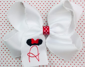 Mouse Hair Bow, Monogrammed Hair Bow, Initial Hair Bow, Baby Hair Bow, Girls Hair Bow, Specialty Hair Bow