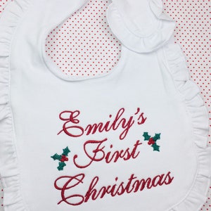 My First Christmas Bib , Personalized Christmas Bib , Baby