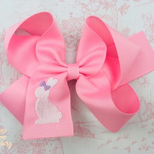 Easter Bow, Bunny Bow, Easter Bunny Bow, Embroidered Bow, Classic Bows, Embroidered Bunny, Hair Bow, Hair Accessory