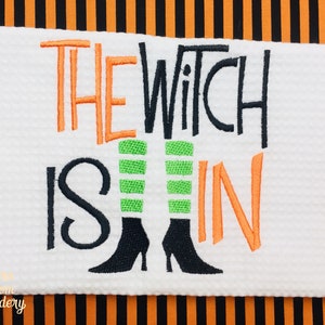Halloween Towel, The Witch Is In, Witch Towel, Halloween Decor, Witch, Witch Decor, Halloween Hand Towel, Halloween Kitchen Towel