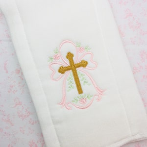 Baptism Bib, Christening Bib, Christening Accessory, Baptism Burp Cloth, Religious Burp Cloth, Baptism, Christening, Girly Cross, Holy