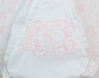 Monogrammed Bloomers, Embroidered  Bloomers, Eyelet Bloomers, Baby Diaper Cover