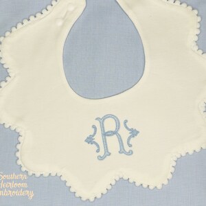 Monogram Bib, Classic Vintage Baby Bib, Specially Baby Boy Girl Bib, Pom Pom Bib, Baby Gifts