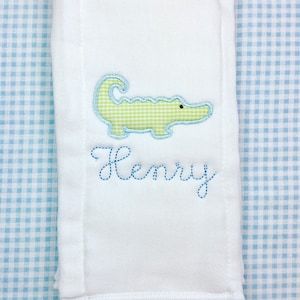 Alligator Bib Burp Cloth, Animal Bib Burp Cloth, Monogram Bib Burp Cloth, Boys Bib Burp Cloth, Shower Gift, Louisiana