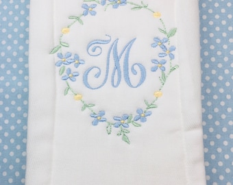 Monogram Name Bib Burp Cloth, Monogrammed Bib Burp Cloth, Baby Gift Set, Baby Girls Bib Burp Cloths, Embroidered Bib Burp Cloth