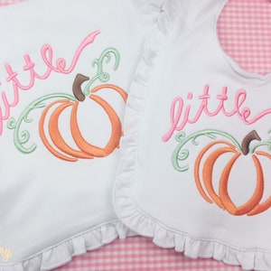 Pumpkin Bib, Halloween Bib, Embroidered Bib, Baby Girl Bib