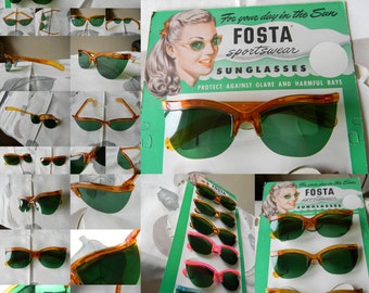 True vintage rare Fosta sunglasses 1950's. Made in the USA. Mint. N O S