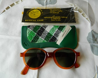 Vintage Panto Sunglasses: Round Frame, Made in England, 1940s, NOS, With Case
