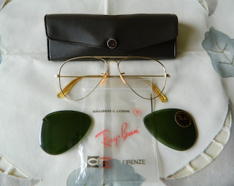 Vintage Ray Ban Aviator-zonnebril: Bausch & Lomb 1/10-12KGF, G15 groene lenzen, 52 mm, jaren 1950, VS